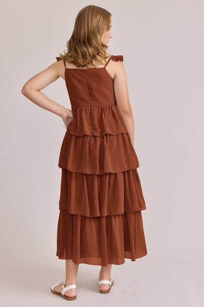 Juniors Poppy Chiffon Dress | Made To Order | Rust