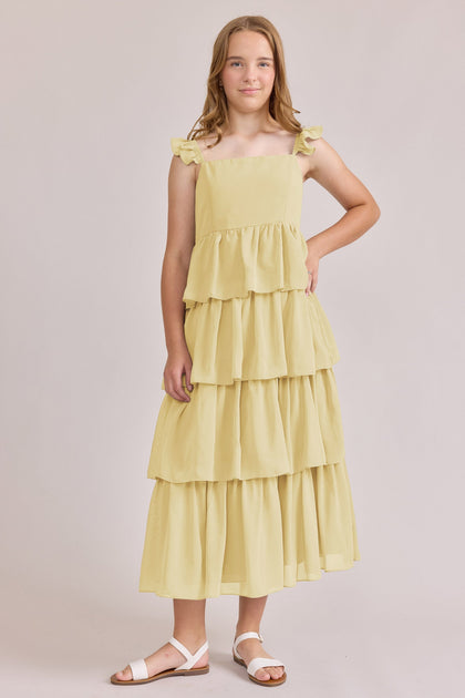 Juniors Poppy Chiffon Dress | Made To Order | Yellow