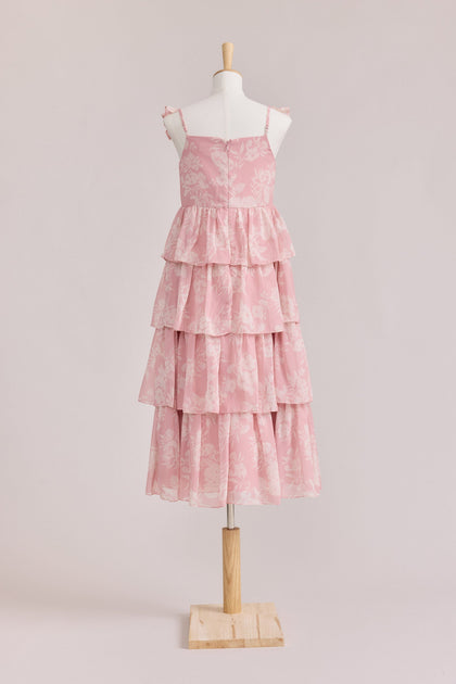 Juniors Poppy Chiffon Floral Print Dress | Made To Order | Blush Bouquet