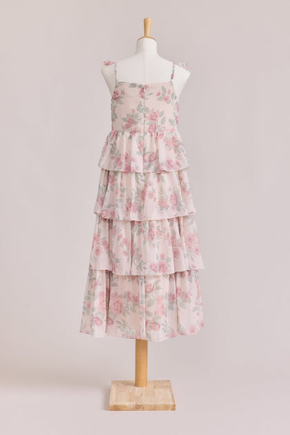 Juniors Poppy Chiffon Floral Print Dress | Made To Order | Blushing Bride Bouquet