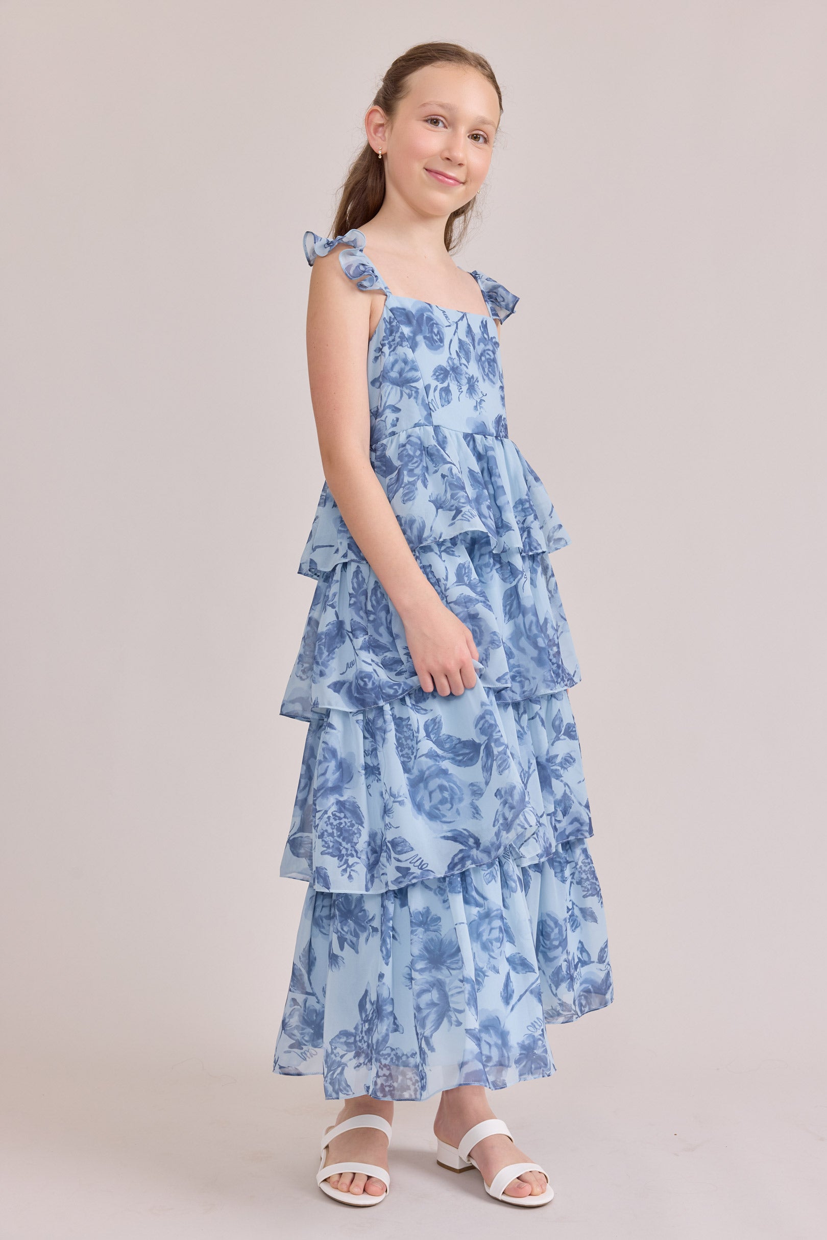 Juniors Poppy Chiffon Floral Print Dress