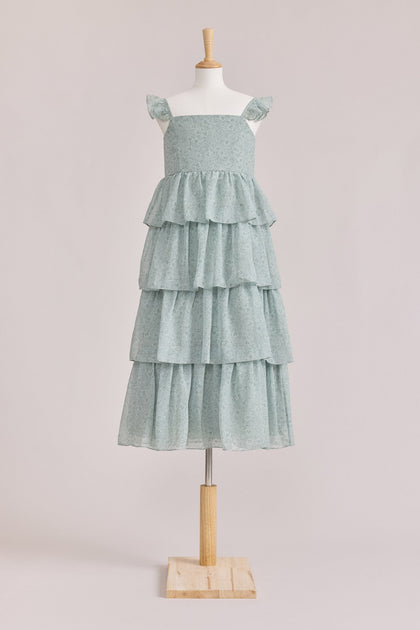 Juniors Poppy Chiffon Floral Print Dress | Made To Order | Sage Posey