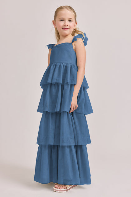 Juniors Poppy Tulle Dress | Made To Order | Dusty Blue