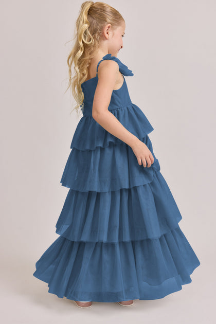 Juniors Poppy Tulle Dress | Made To Order | Dusty Blue