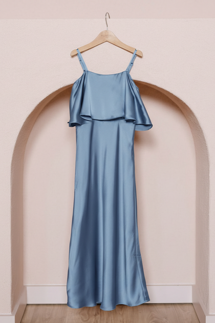 Juniors Riley Convertible Satin Dress | Made To Order | True Blue