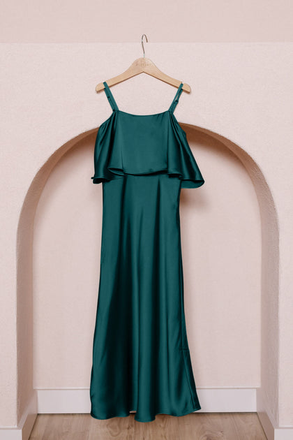 Juniors Riley Convertible Satin Dress | Made To Order | Emerald