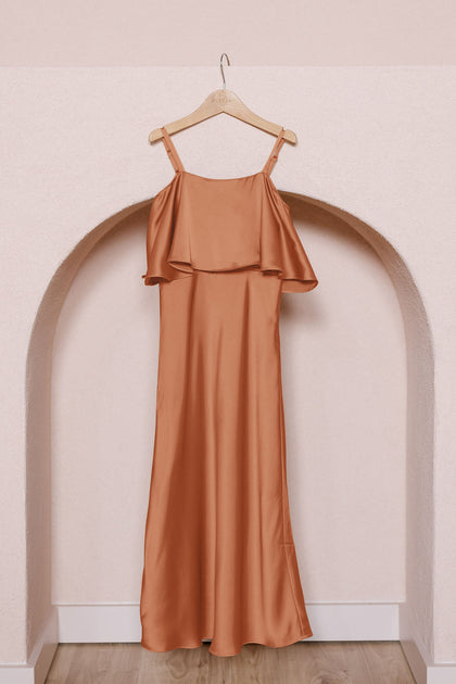 Juniors Riley Convertible Satin Dress | Made To Order | Copper