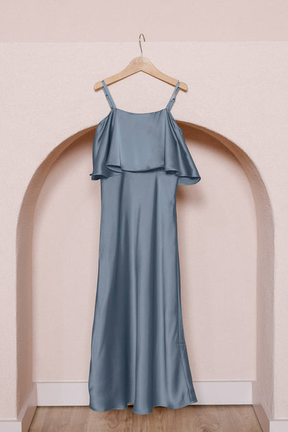 Juniors Riley Convertible Satin Dress | Made To Order | French Blue