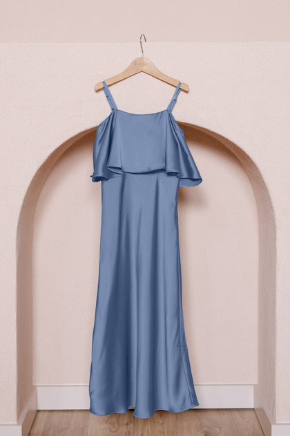Juniors Riley Convertible Satin Dress | Indie Blue