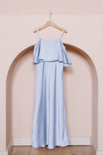 Juniors Riley Convertible Satin Dress | Made To Order | Periwinkle