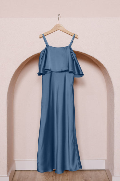 Juniors Riley Convertible Satin Dress | Made To Order | Romantic Blue