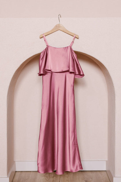 Juniors Riley Convertible Satin Dress | Made To Order | Rosette