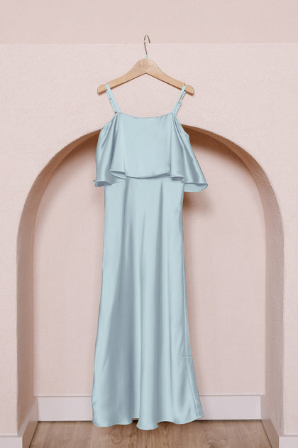Juniors Riley Convertible Satin Dress | Made To Order | Sky Blue