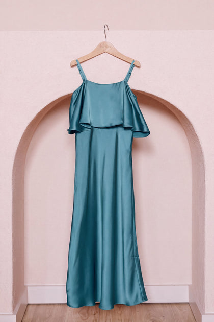 Juniors Riley Convertible Satin Dress | Made To Order | Turquoise