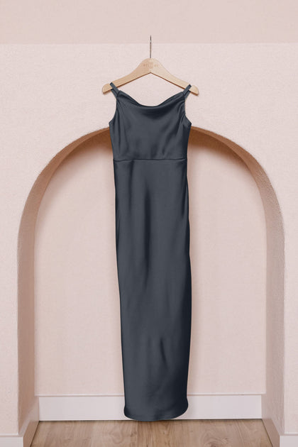 Kids Skye Satin Dress | Made To Order | Black