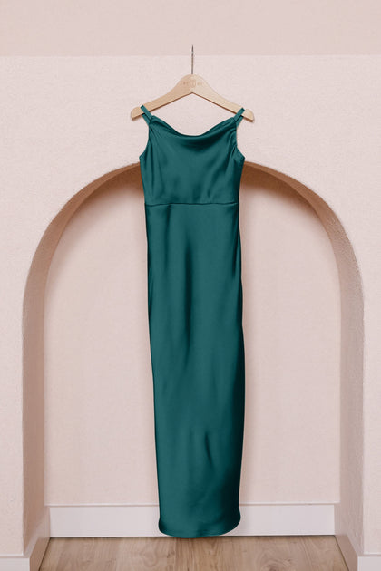 Juniors Skye Satin Dress | Made To Order | Emerald