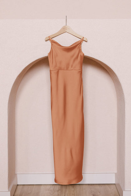 Juniors Skye Satin Dress | Made To Order | Copper