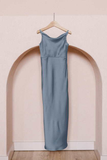 Juniors Skye Satin Dress | Made To Order | French Blue