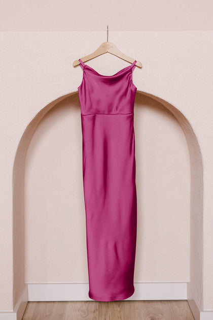 Juniors Skye Satin Dress | Made To Order | Fuchsia