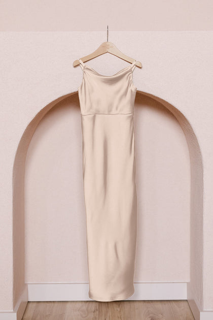 Juniors Skye Satin Dress | Made To Order | Gold Champagne