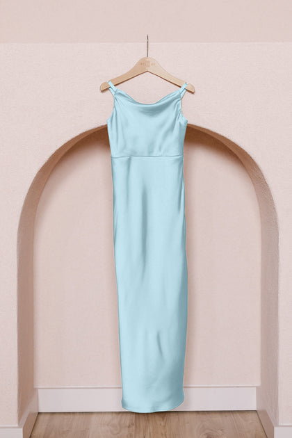 Kids Skye Satin Dress | Made To Order | Light Blue