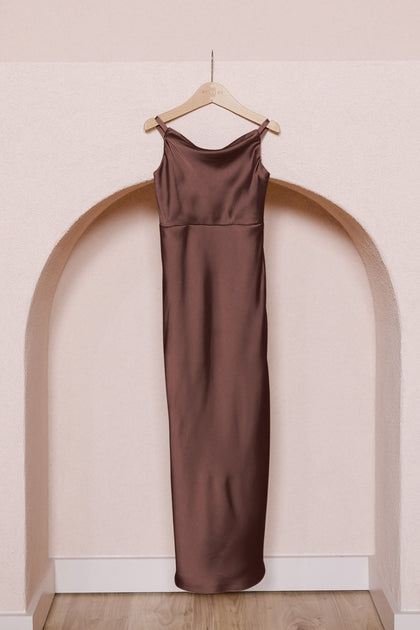 Kids Skye Satin Dress | Made To Order | Mahogany