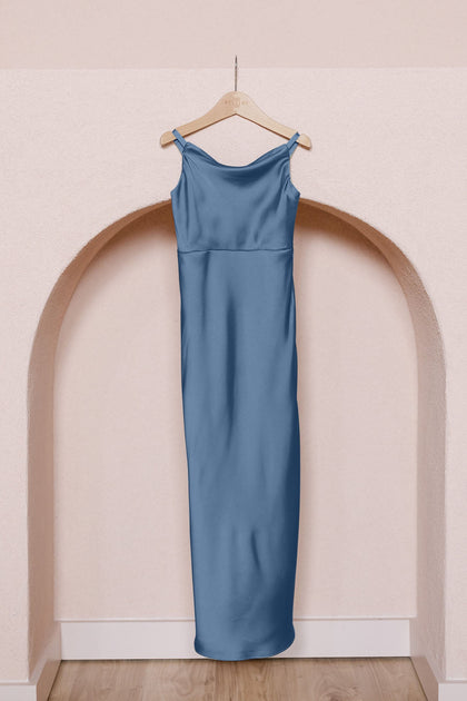 Juniors Skye Satin Dress | Made To Order | Romantic Blue