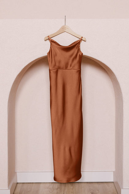 Kids Skye Satin Dress | Made To Order | Rust