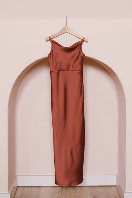Kids Skye Satin Dress | Made To Order | Rust