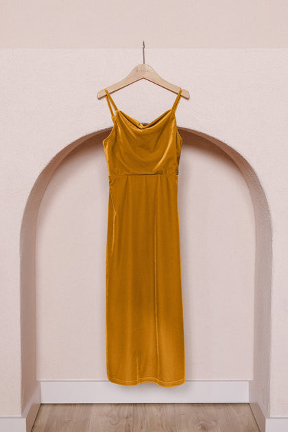 Kids Skye Velvet Dress | Made To Order | Mustard