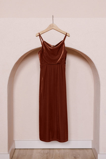 Juniors Skye Velvet Dress | Made To Order | Rust