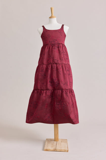 Juniors Winslet Jacquard Dress | Made To Order | Cabernet