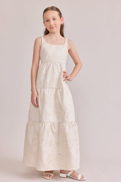 Juniors Winslet Jacquard Dress | Made To Order | Champagne