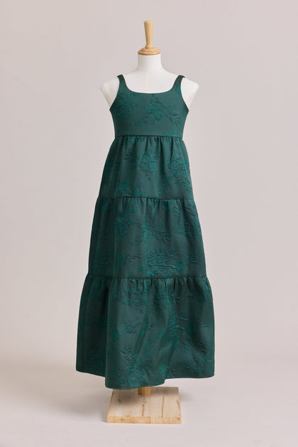 Juniors Winslet Jacquard Dress | Made To Order | Classic Emerald