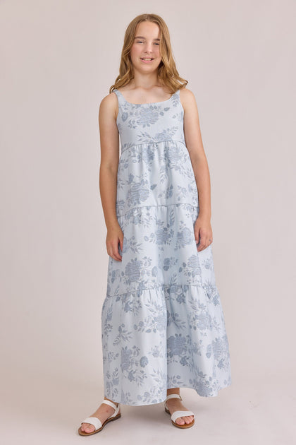 Juniors Winslet Jacquard Dress | Made To Order | Sky Blue