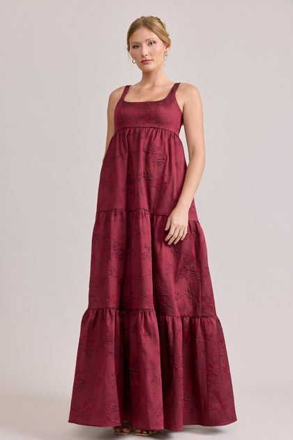 Juniper Jacquard Dress | Made To Order | Cabernet