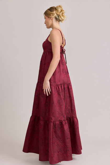 Juniper Jacquard Dress | Made To Order | Cabernet