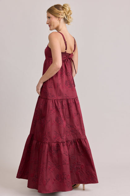 Juniper Jacquard Dress | Made To Order | Cabernet