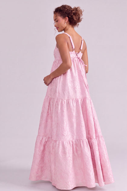 Juniper Tonal Jacquard Dress | Baby Pink
