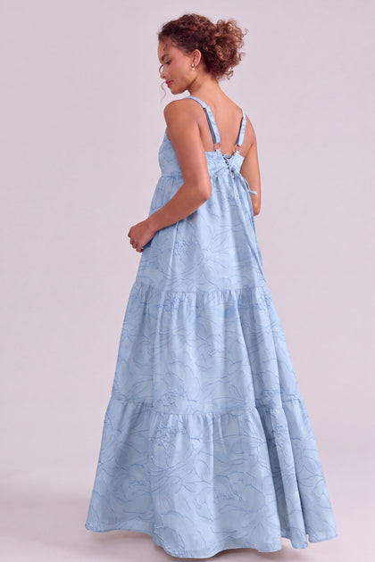 Juniper Tonal Jacquard Dress | Blue Hydrangea