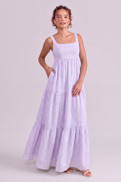Juniper Tonal Jacquard Dress | Soft Violet