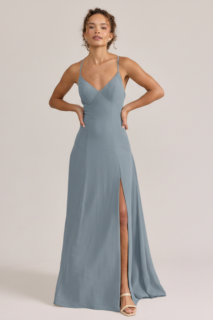Karsyn Chiffon Dress | Made To Order | Dusty Blue