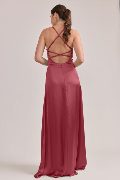 Karsyn Satin Dress | Made To Order | Berry