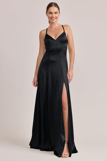 Karsyn Satin Dress | Made To Order | Black
