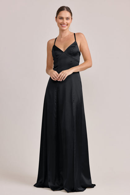 Karsyn Satin Dress | Made To Order | Black