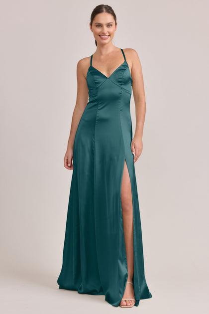 Karsyn Satin Dress | Made To Order | Classic Emerald