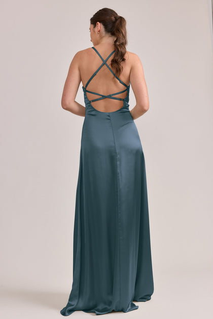 Karsyn Satin Dress | Made To Order | Eucalyptus