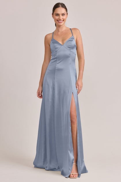 Karsyn Satin Dress | Made To Order | French Blue