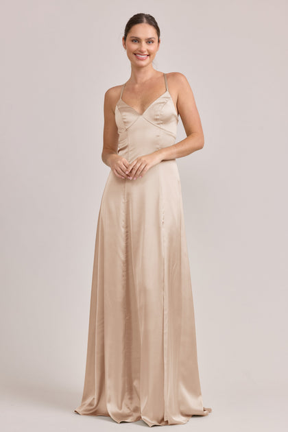 Karsyn Satin Dress | Made To Order | Gold Champagne