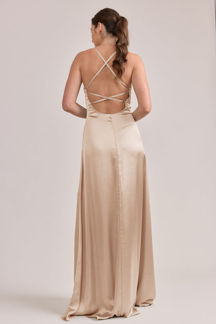 Karsyn Satin Dress | Made To Order | Gold Champagne
